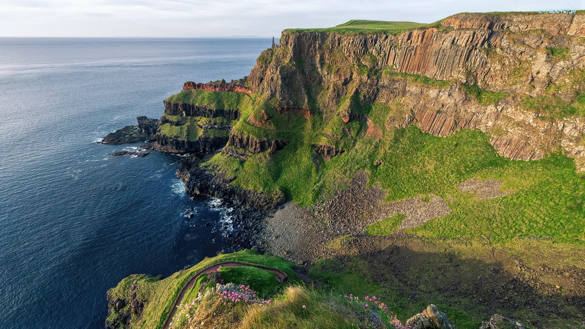 Irlandia Północna, Skały, Klif, Wybrzeże, Morze, Hrabstwo Antrim, The Giants Causeway Cliffs