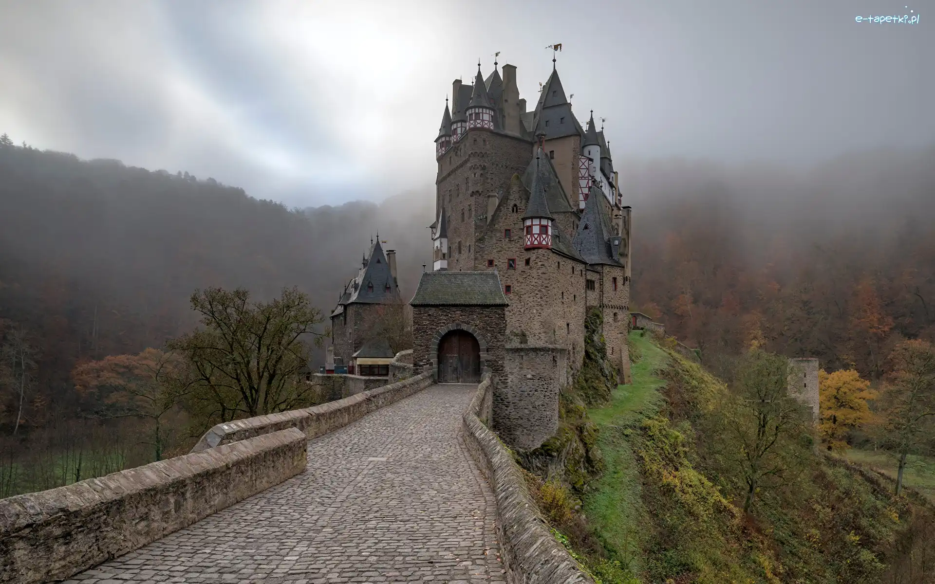 Droga, Zamek Eltz, Góra, Mgła, Nadrenia-Palatynat, Niemcy