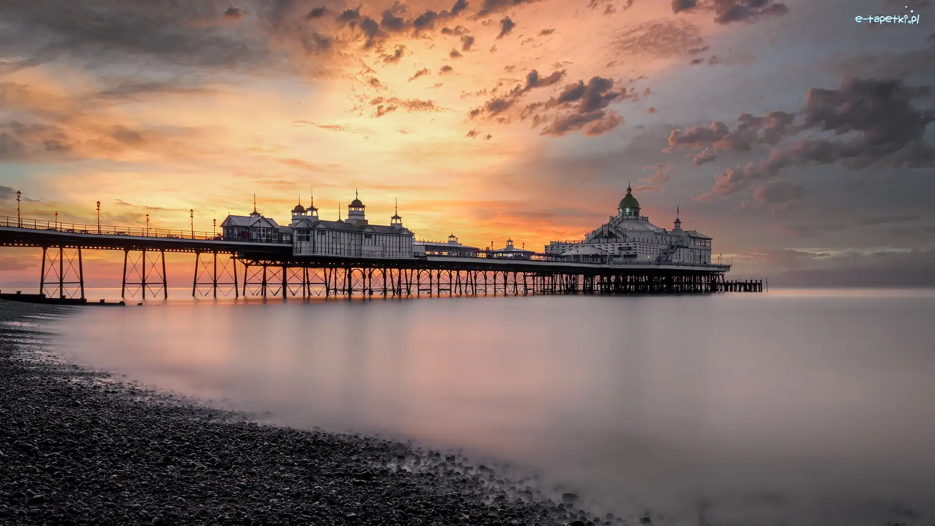 Kawiarnia, Eastbourne Pier, Anglia, Eastbourne, Restauracja, Morze, Wschód słońca, Molo