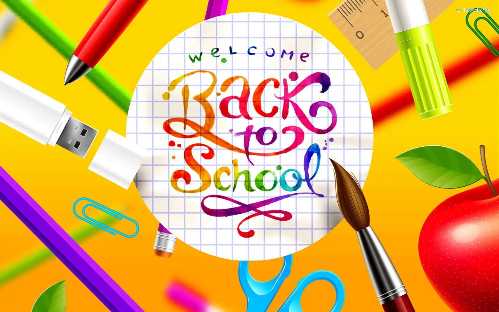 Back to School, Napis, Welcome, Grafika, Szkolne, Przybory
