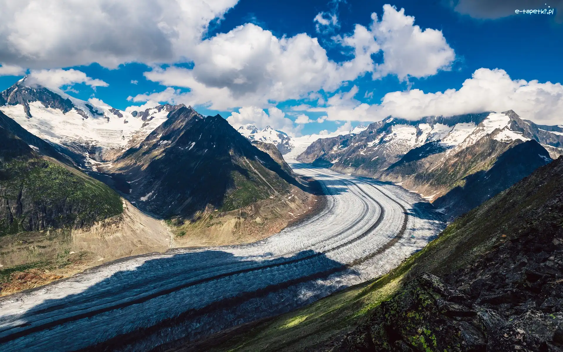 Valais, Lodowiec, Aletschgletscher, Szwajcaria, Alpy Berneńskie, Góry