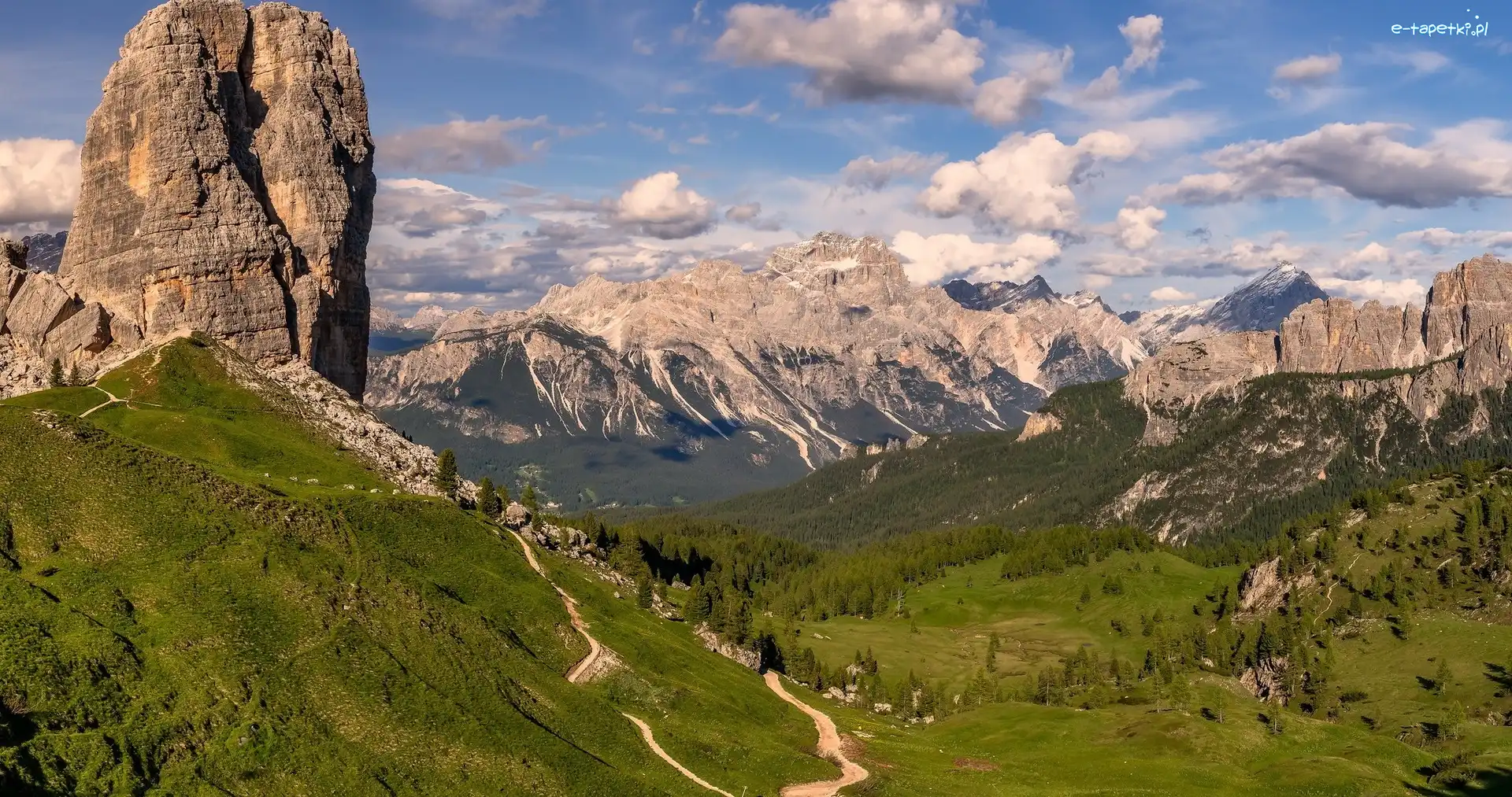 Cinque Torri, Dolomity, Włochy, Szlak, Skały, Szczyt, Torre Grande, Góry