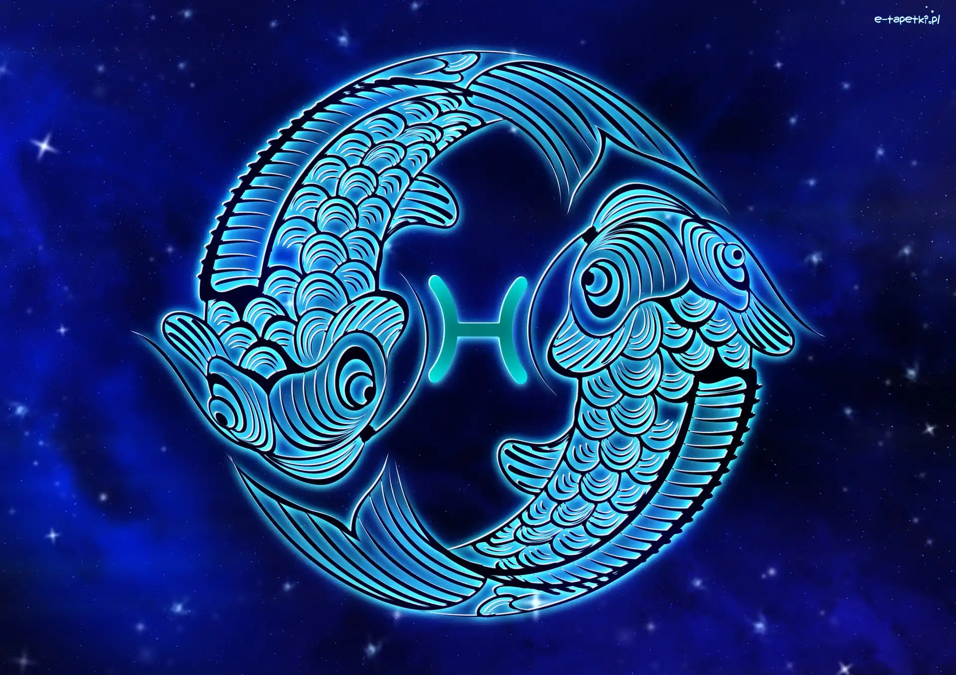 Zodiaku, Niebieskie tło, Ryby, Znak