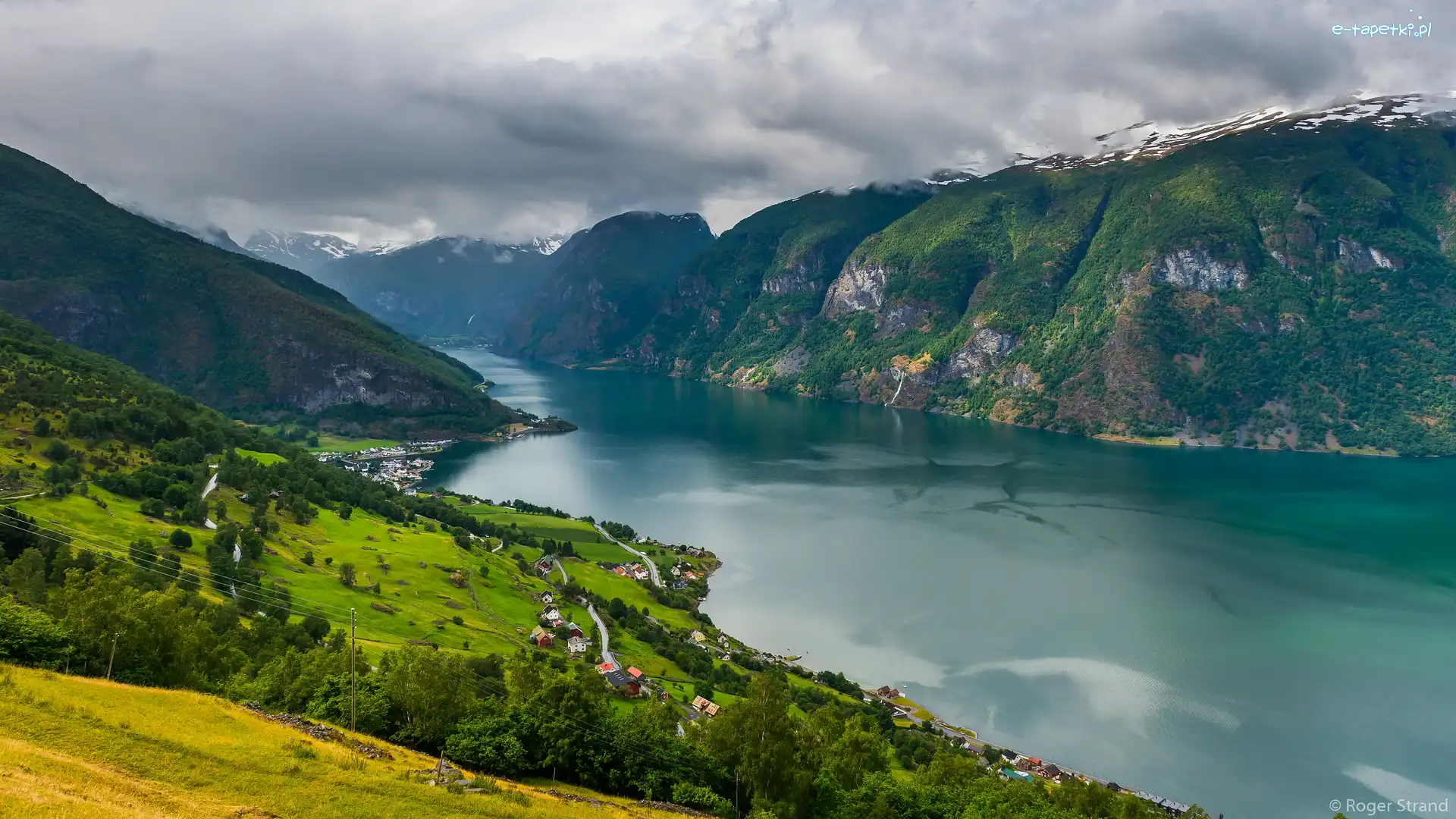 Hrabstwo Vestland, Zalesione, Góry, Norwegia, Aurlandsfjord, Fiord