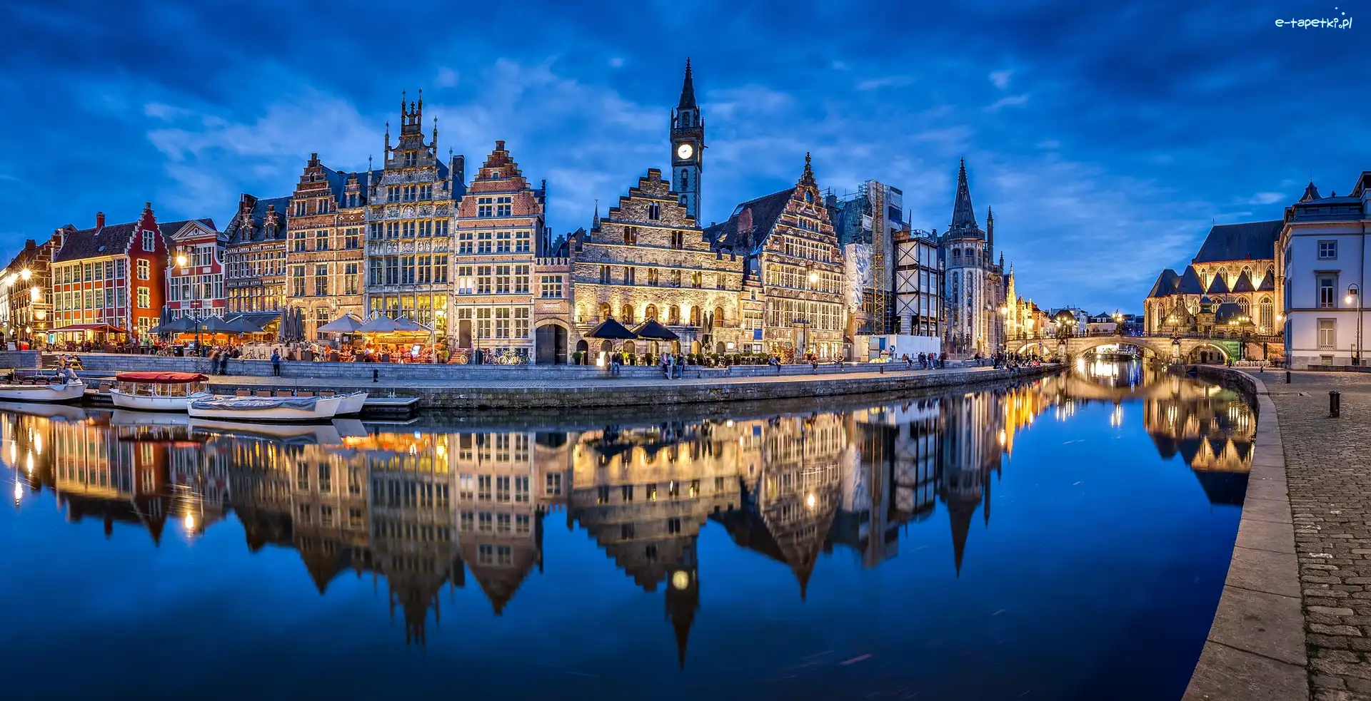 Rzeka Leie, Miasto Ghent, Domy, Belgia, Gandawa