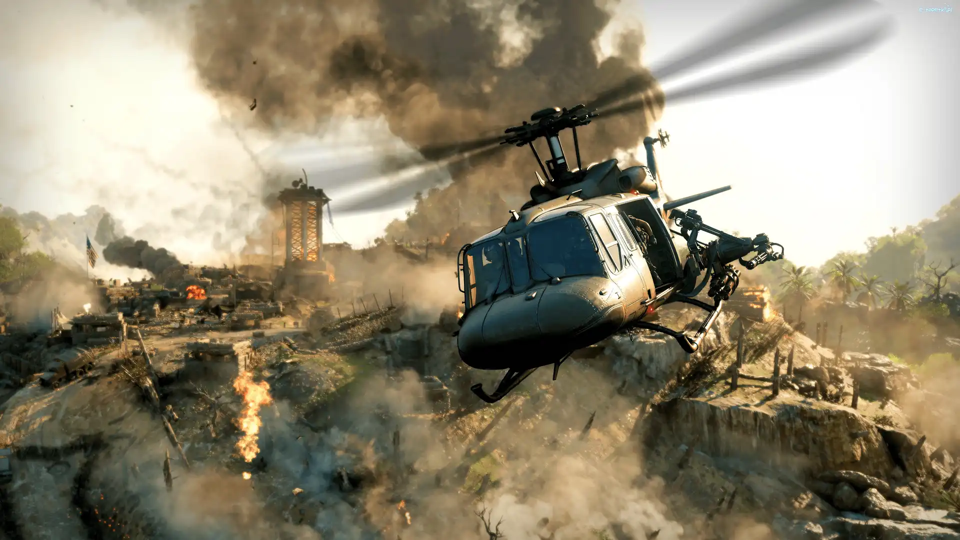 Gra, Ogień, Call of Duty Black Ops Cold War, Helikopter, Ruiny