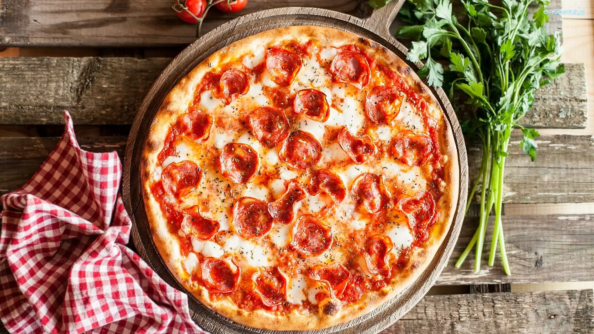 Ścierka, Natka, Pietruszki, Deski, Salami, Pizza