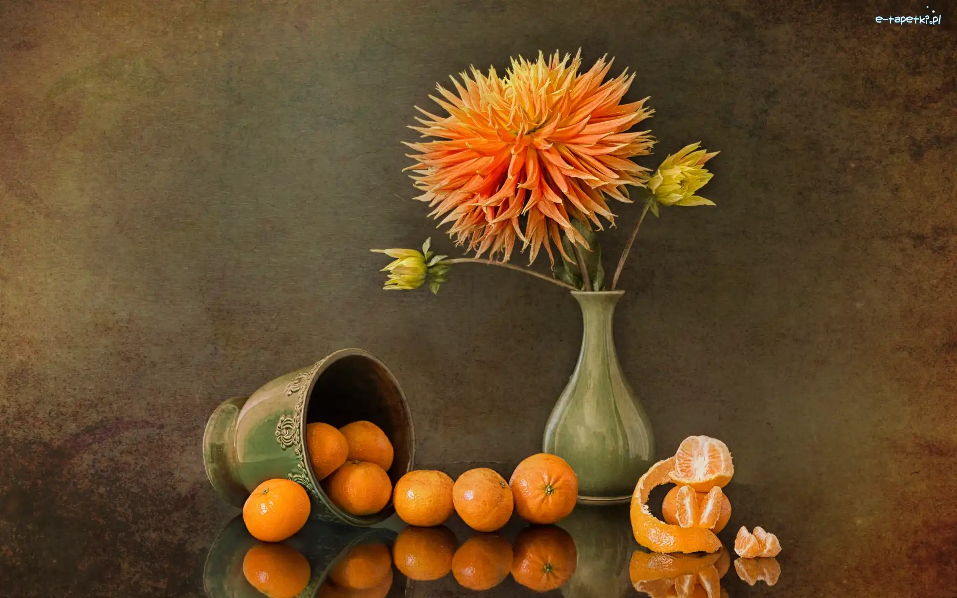 Dalia, Mandarynki, Wazon, Kwiaty