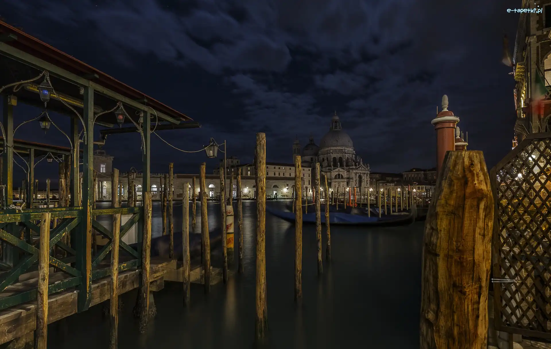 Włochy, Bazylika, Wenecja, Noc, Santa Maria della Salute