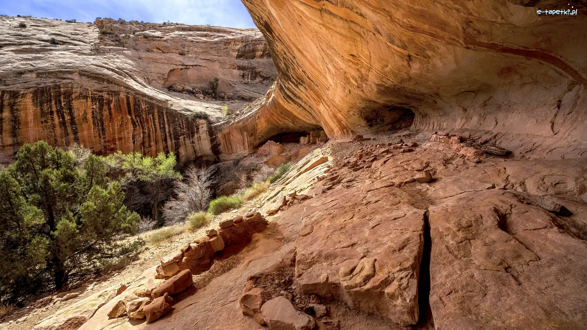 Stany Zjednoczone, Monarch cave, Płaskowyż Cedar Mesa, Jaskinia, Skały, Stan Utah, Hrabstwo San Juan