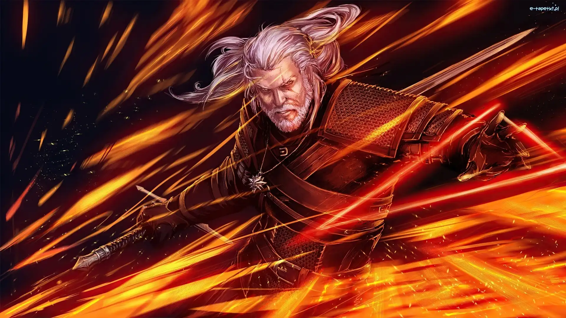 Gra, The Witcher 3 Wild Hunt, Wiedźmin 3 Dziki Gon, Ogień, Geralt z Rivii