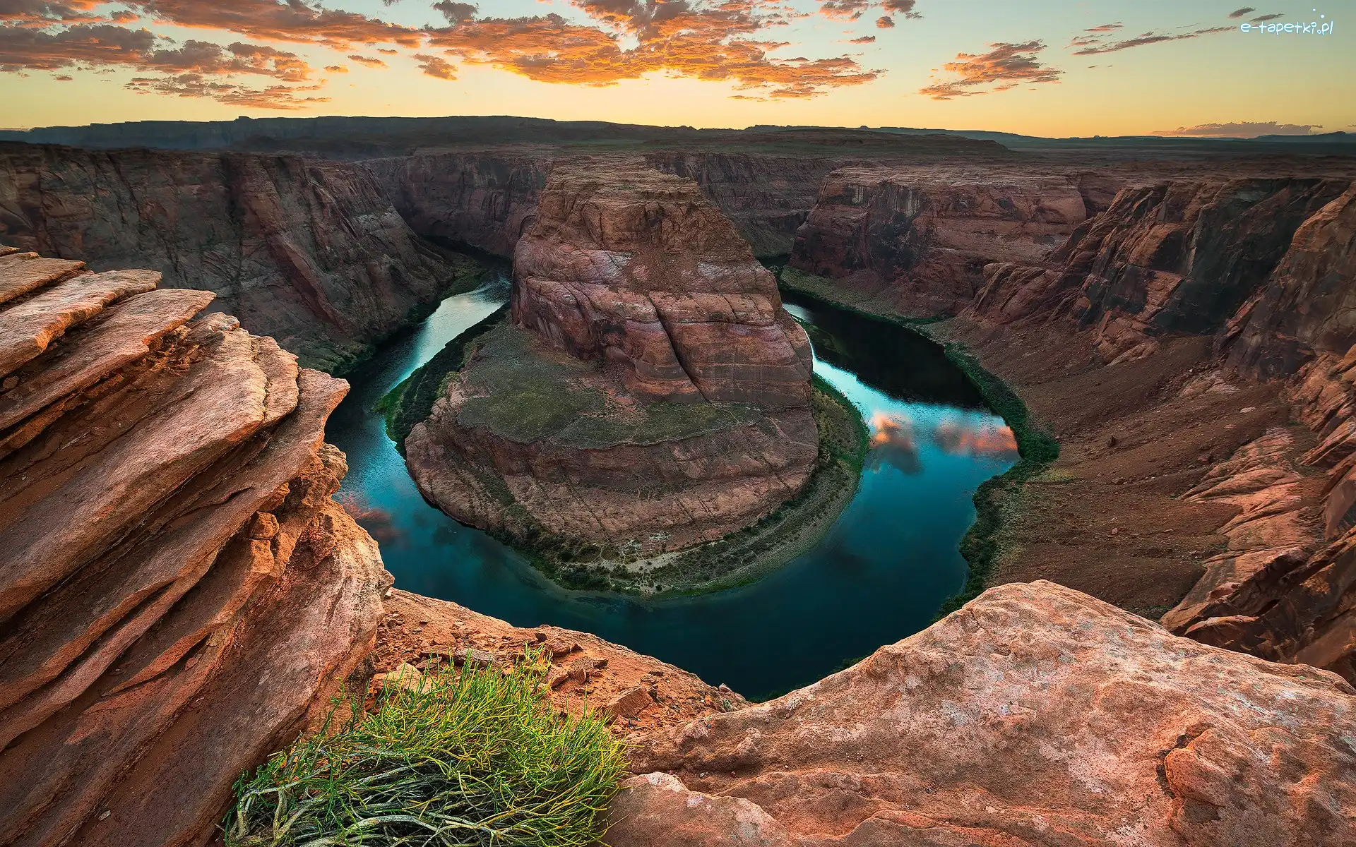 Horseshoe Bend, Zakole, Rzeka, Kanion, Park Narodowy Glen Canyon, Stany Zjednoczone, Arizona, Kolorado River, Skały