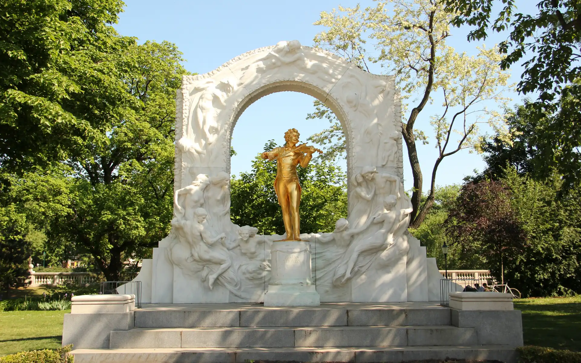 Johann Strauss syn, Park miejski, Stadtpark, Wiedeń, Austria, Rzeźba, Pomnik