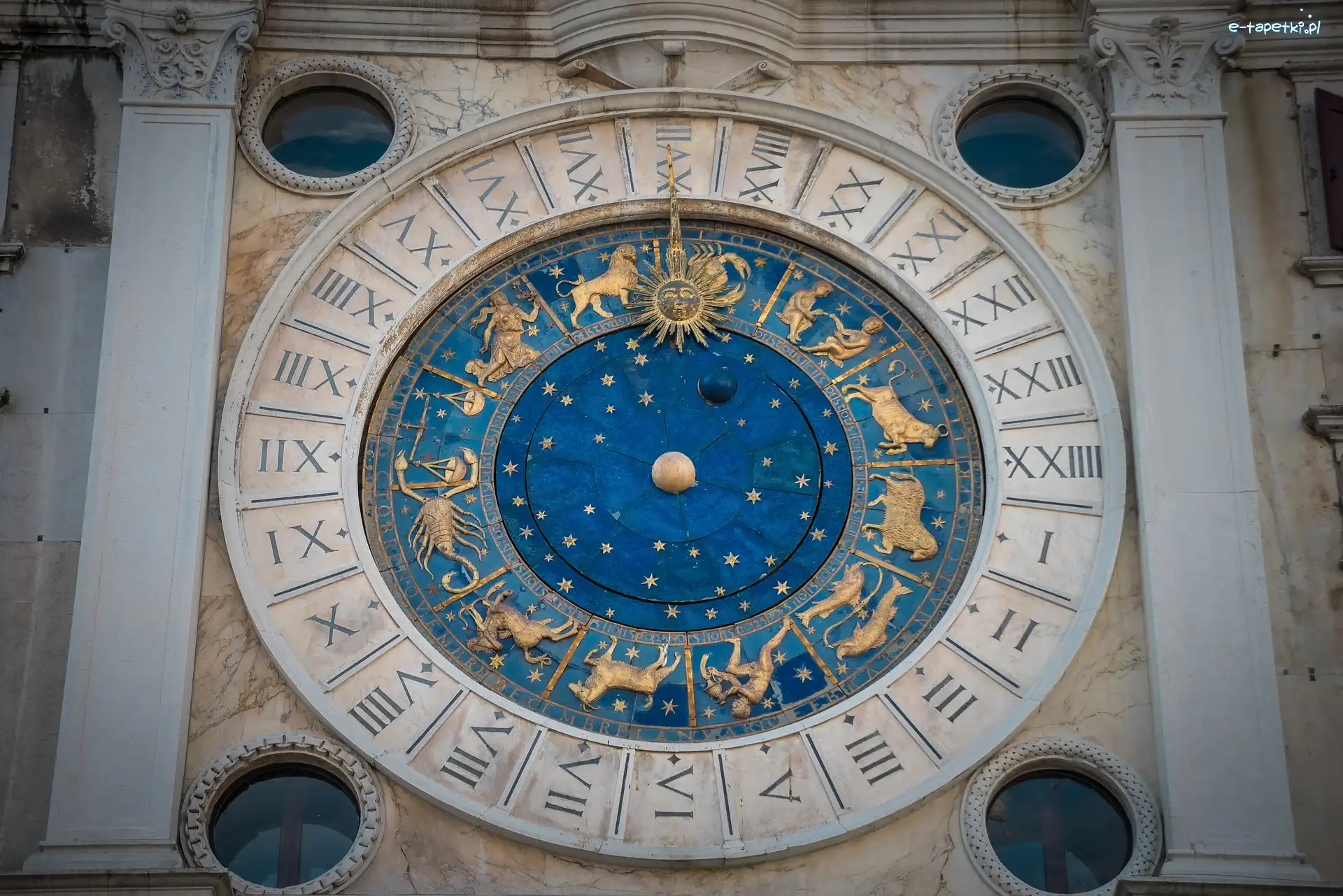 Tarcza, Wieża zegarowa, Zegar astronomiczny, Włochy, Wenecja