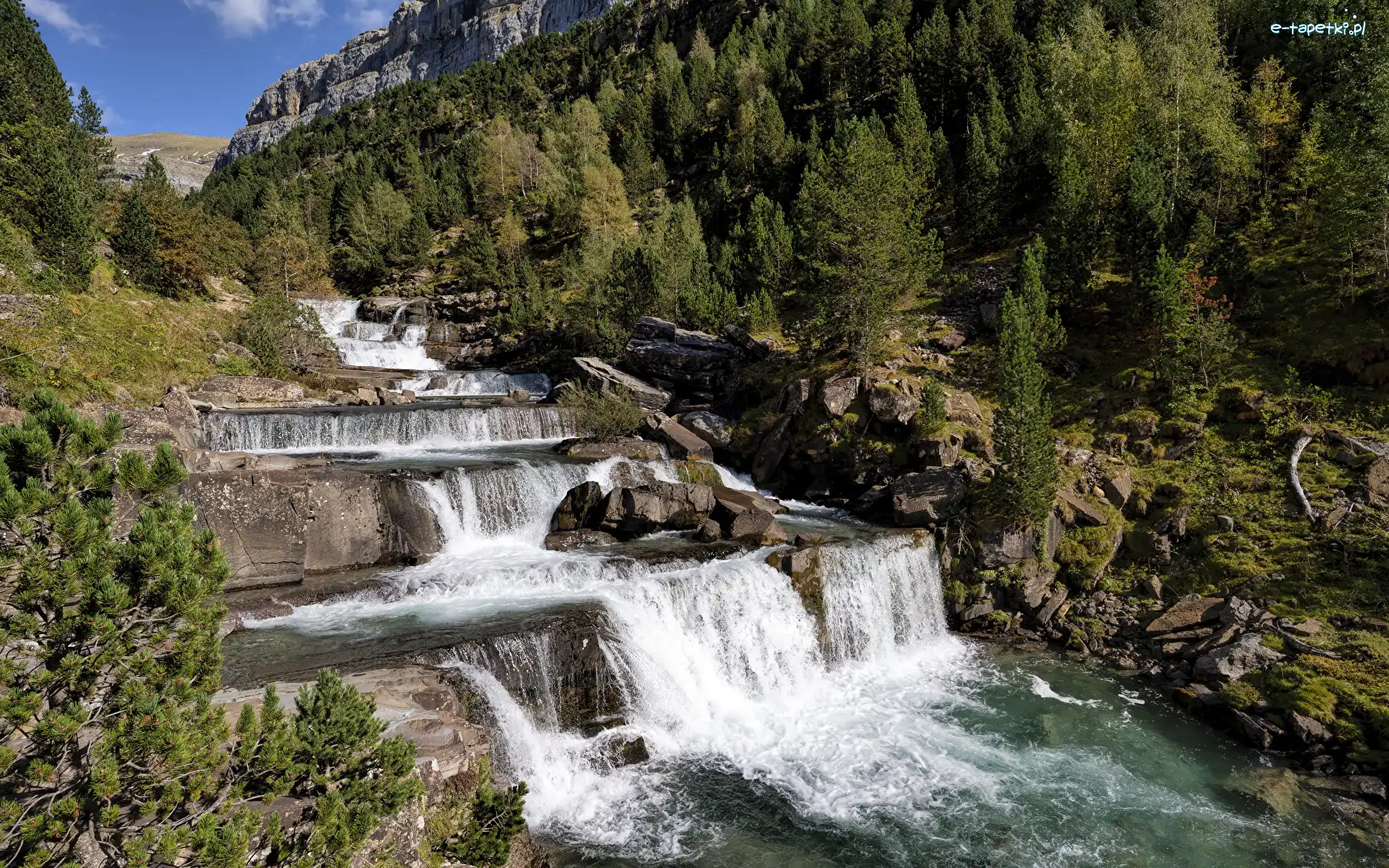 Arazas Rio, Kaskada, Hiszpania, Piereneje, Rzeka, Dolina Ordesy, Park Narodowy Ordesa y Monte Perdido, Wodospad