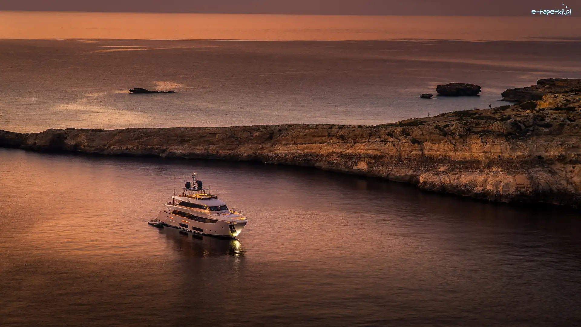 Malta, Skały, Morze, Dwejra Bay, Zatoka, Wyspa Gozo, Jacht