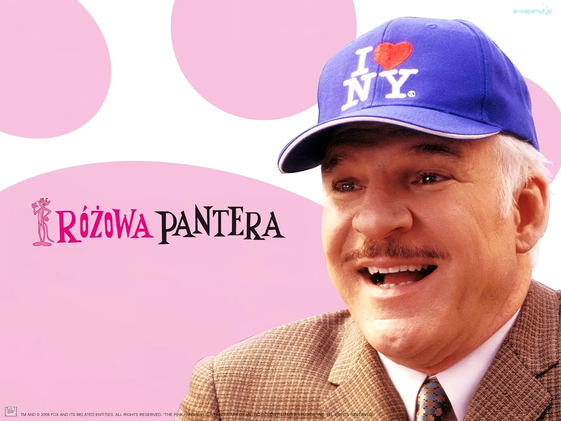 Steve Martin, usmiech, czapka, The Pink Panther, garnitur