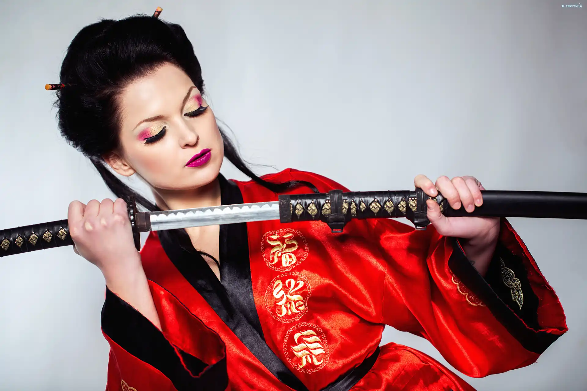 Kimono, Katana, Miecz, Kobieta
