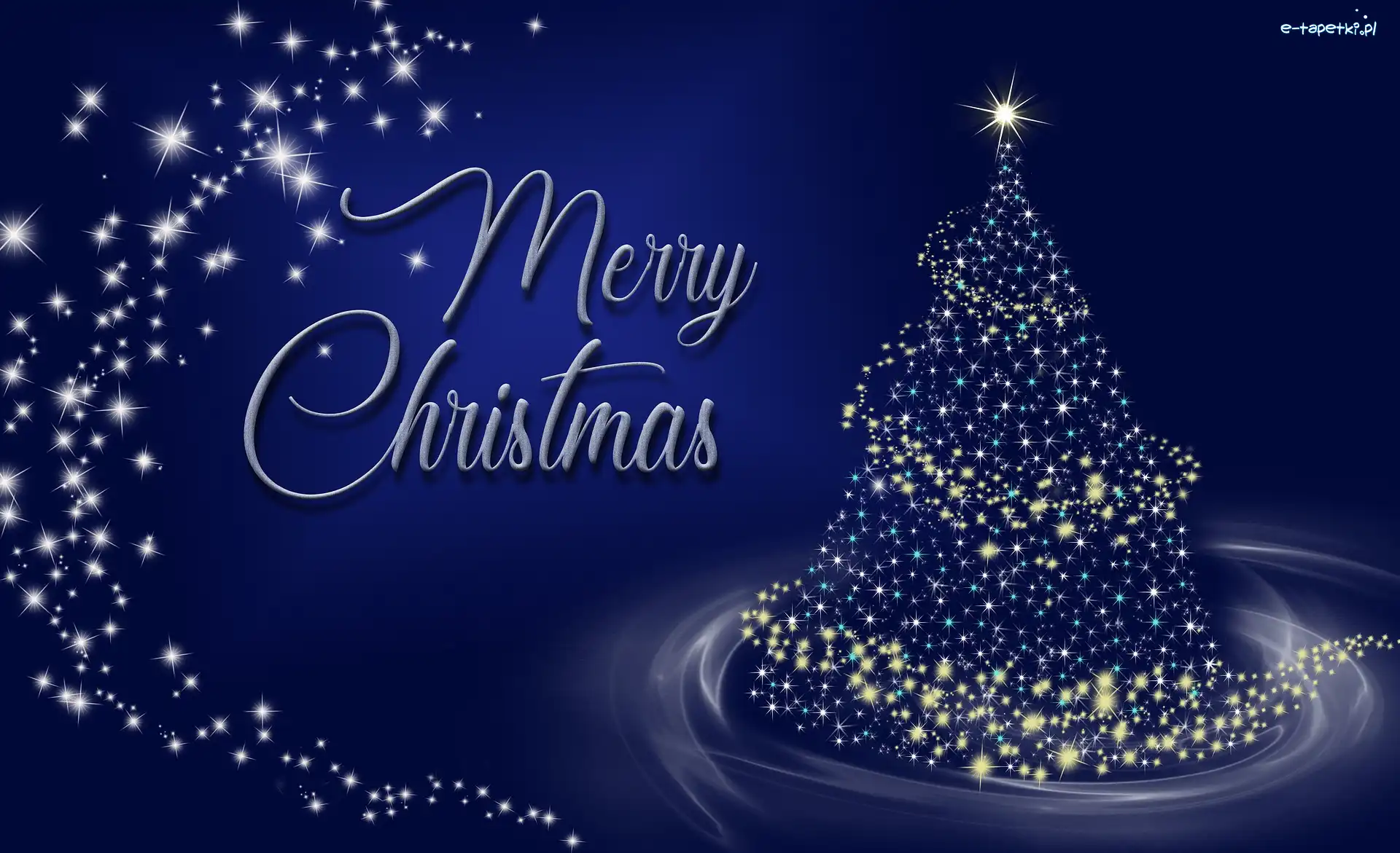 Merry Christmas, Gwiazdki, Napis, Grafika, Choinka, Boże Narodzenie