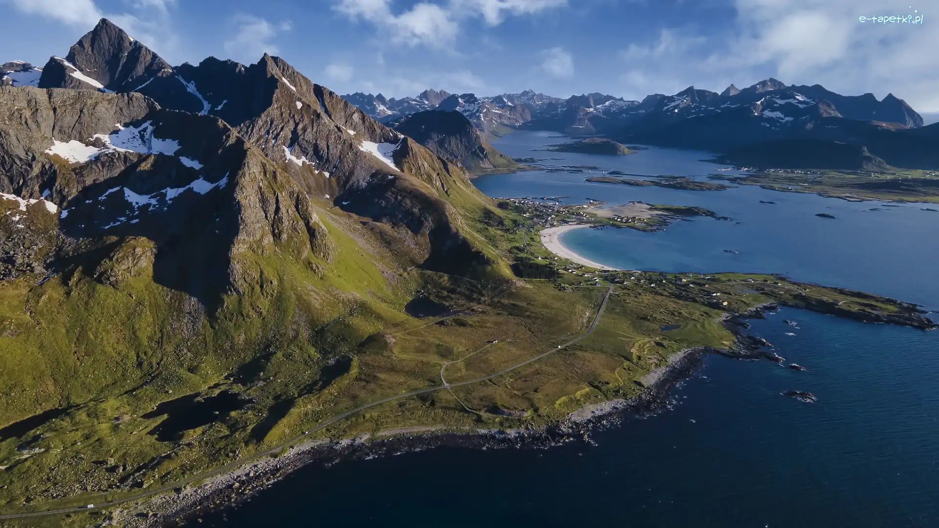 Norwegia, Flakstad, Lofoty, Morze, Góry