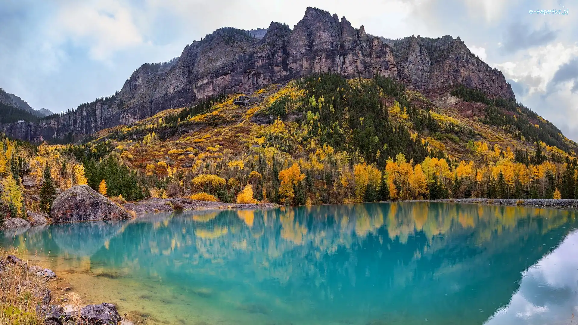 Telluride, Góry, Stany Zjednoczone, Jezioro, Las, Pożółkłe, Drzewa, Jesień, San Juan Mountains, Kolorado