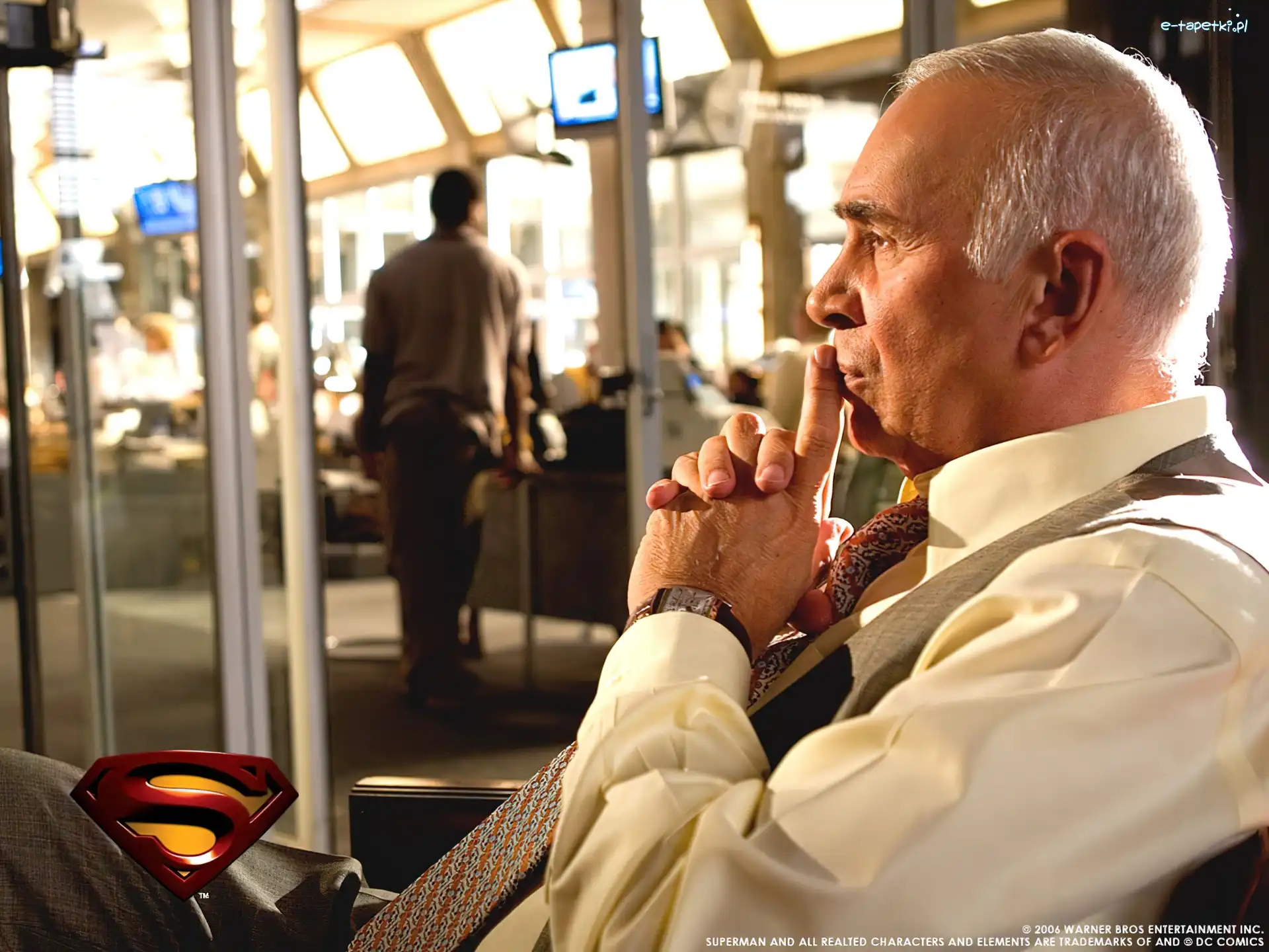 Superman Returns, siedzi, Frank Langella, krawat, myśli