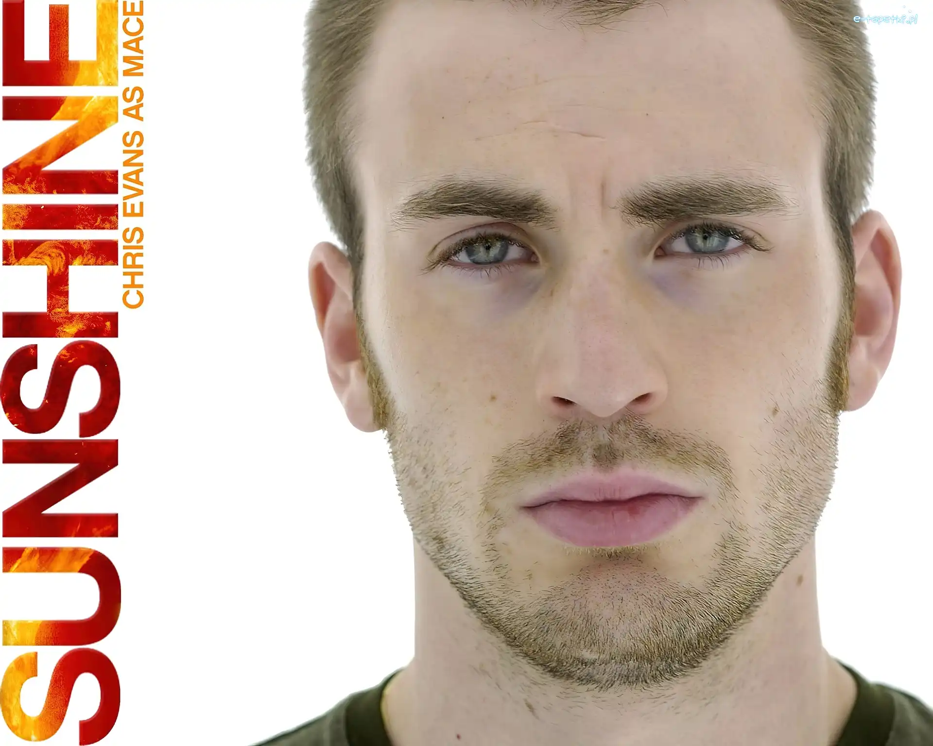 Sunshine, twarz, Chris Evans, napis, bródka