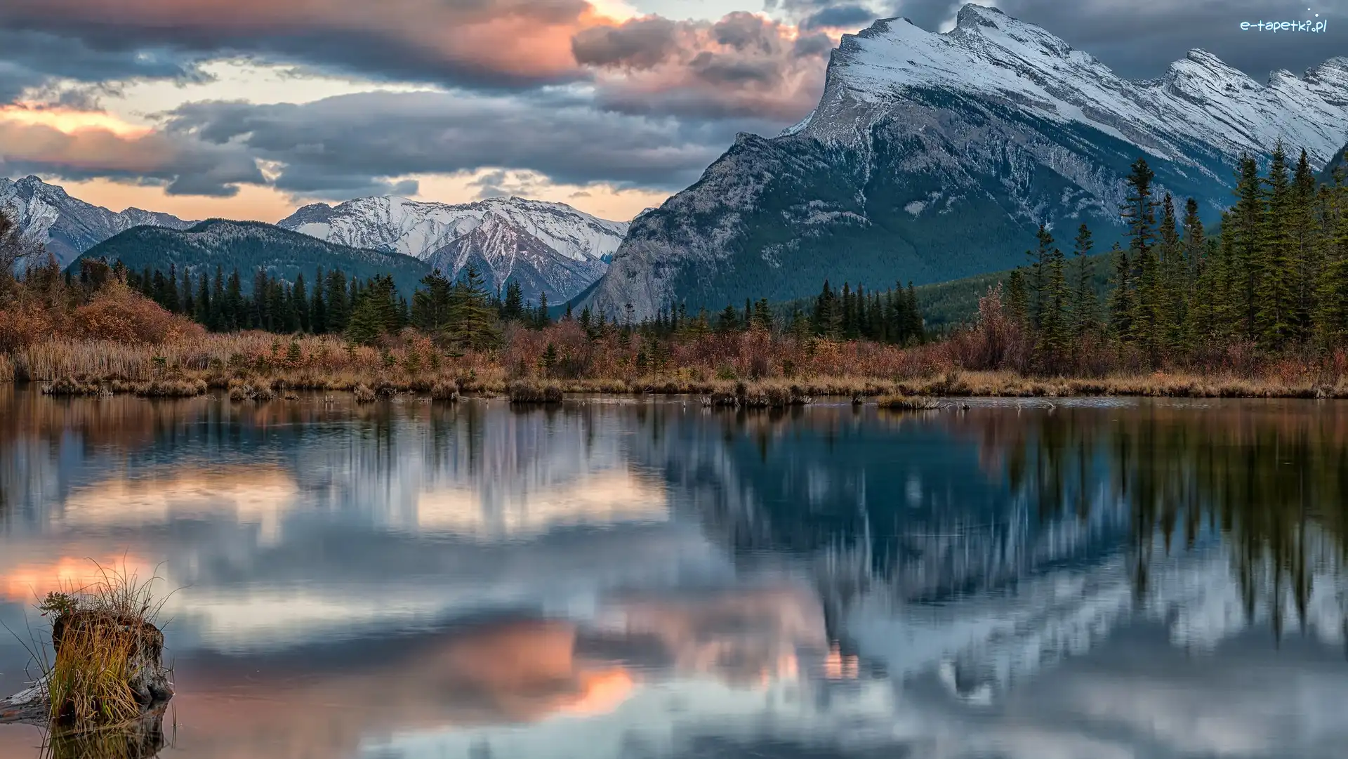 Chmury, Góry, Kanada, Vermilion Lakes, Góra, Mount Rundle, Jezioro, Park Narodowy Banff, Canadian Rockies, Alberta