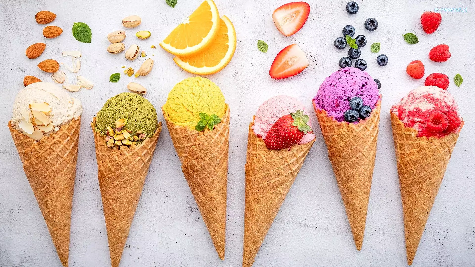 Owocowe, Lody, Gałki, Rożki, Wafelki, Smaki, Różne