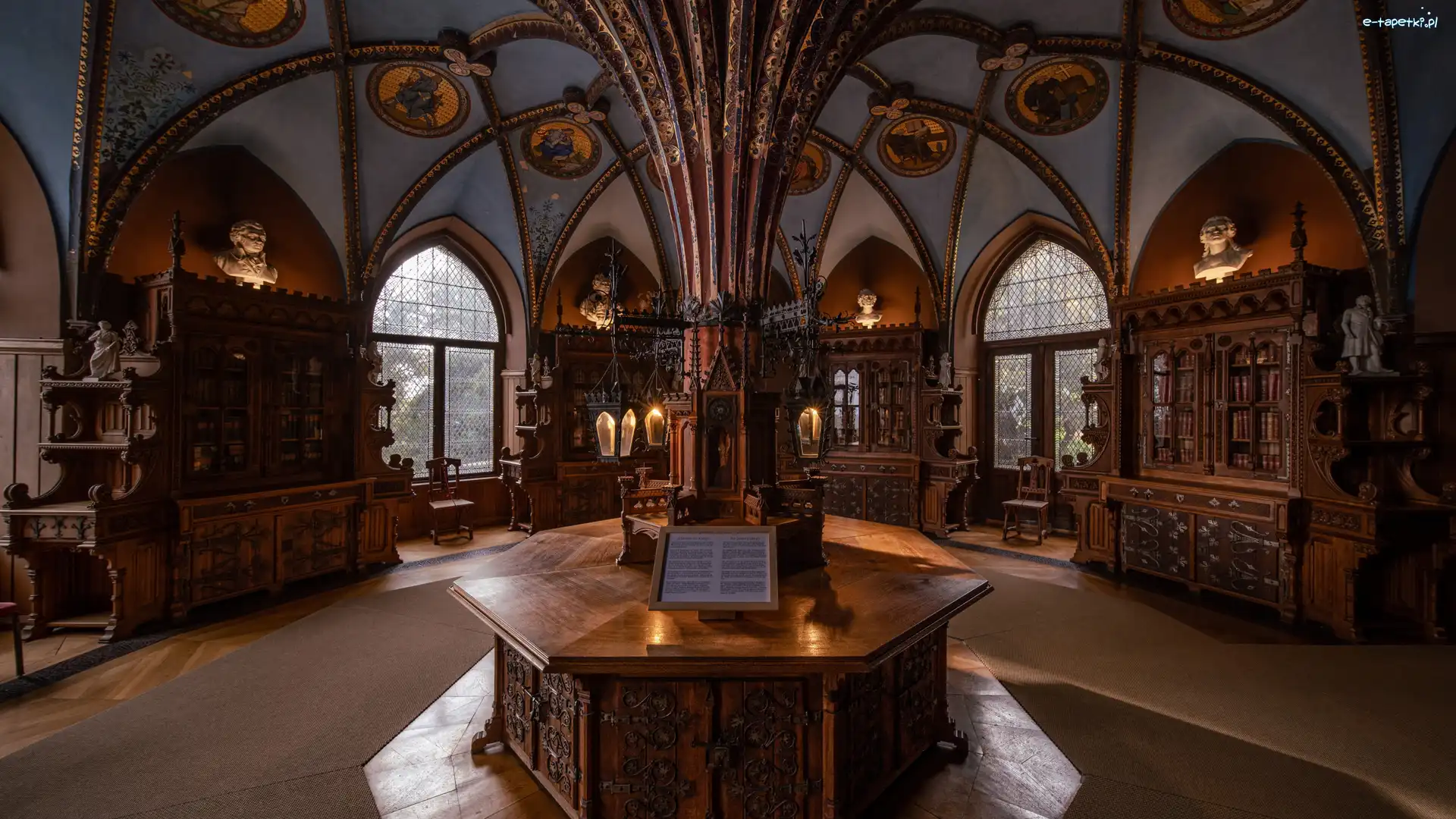 Wnętrze, Zamek Marienburg, Biblioteka, Niemcy, Dolna Saksonia