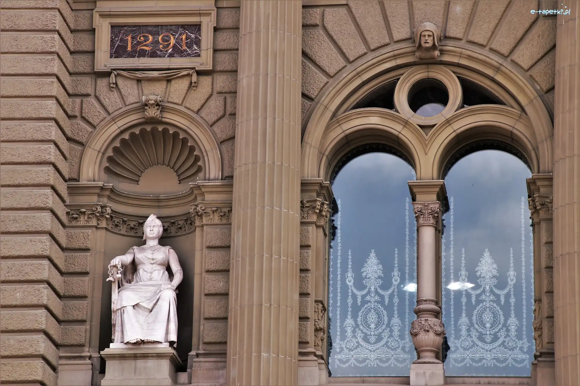 Rzeźba, Budynek, Parlament, Berno, Szwajcaria, Okno, Fasada