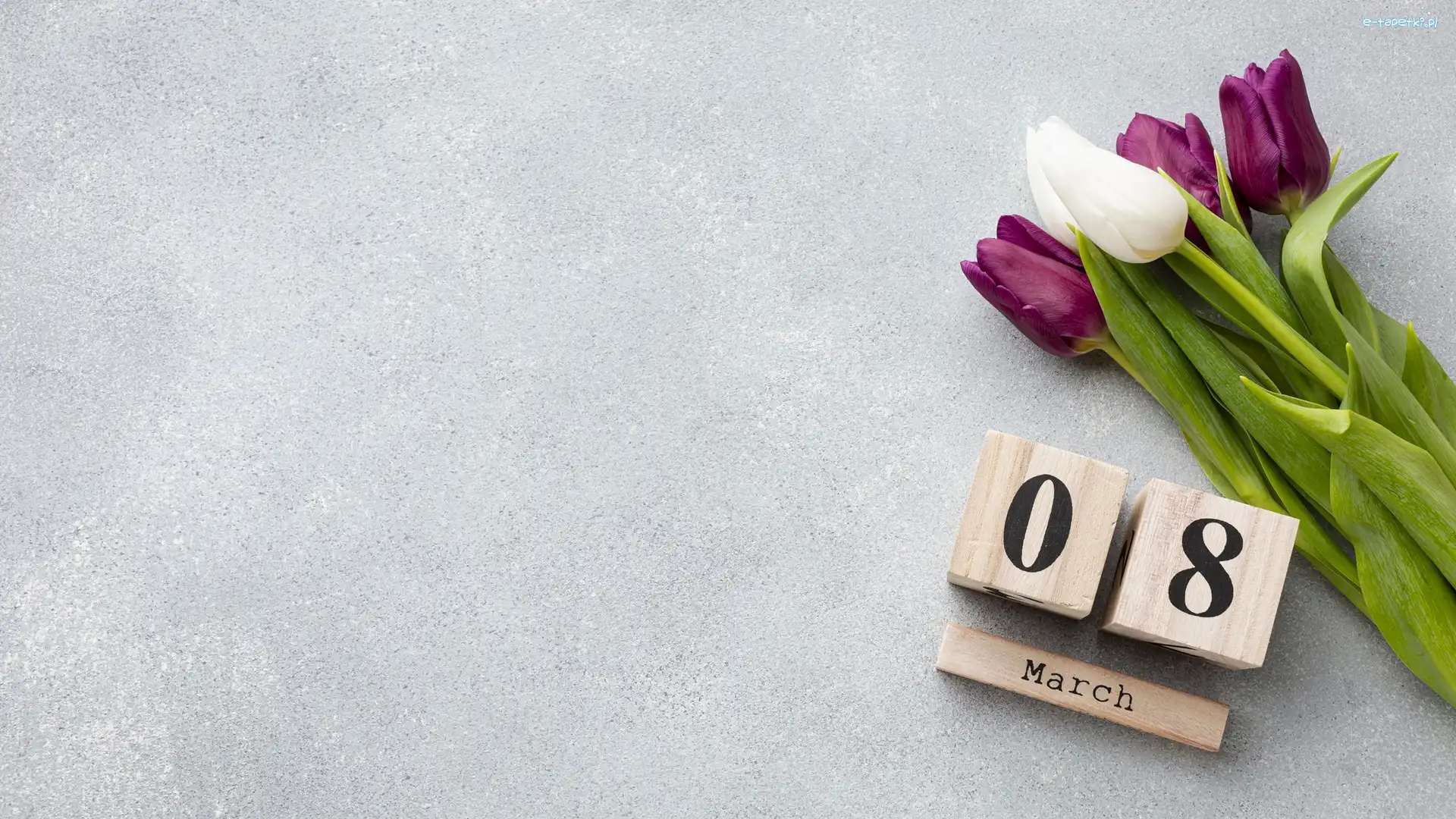 March, Napis, 8, Dzień Kobiet, Klocki, Tulipany