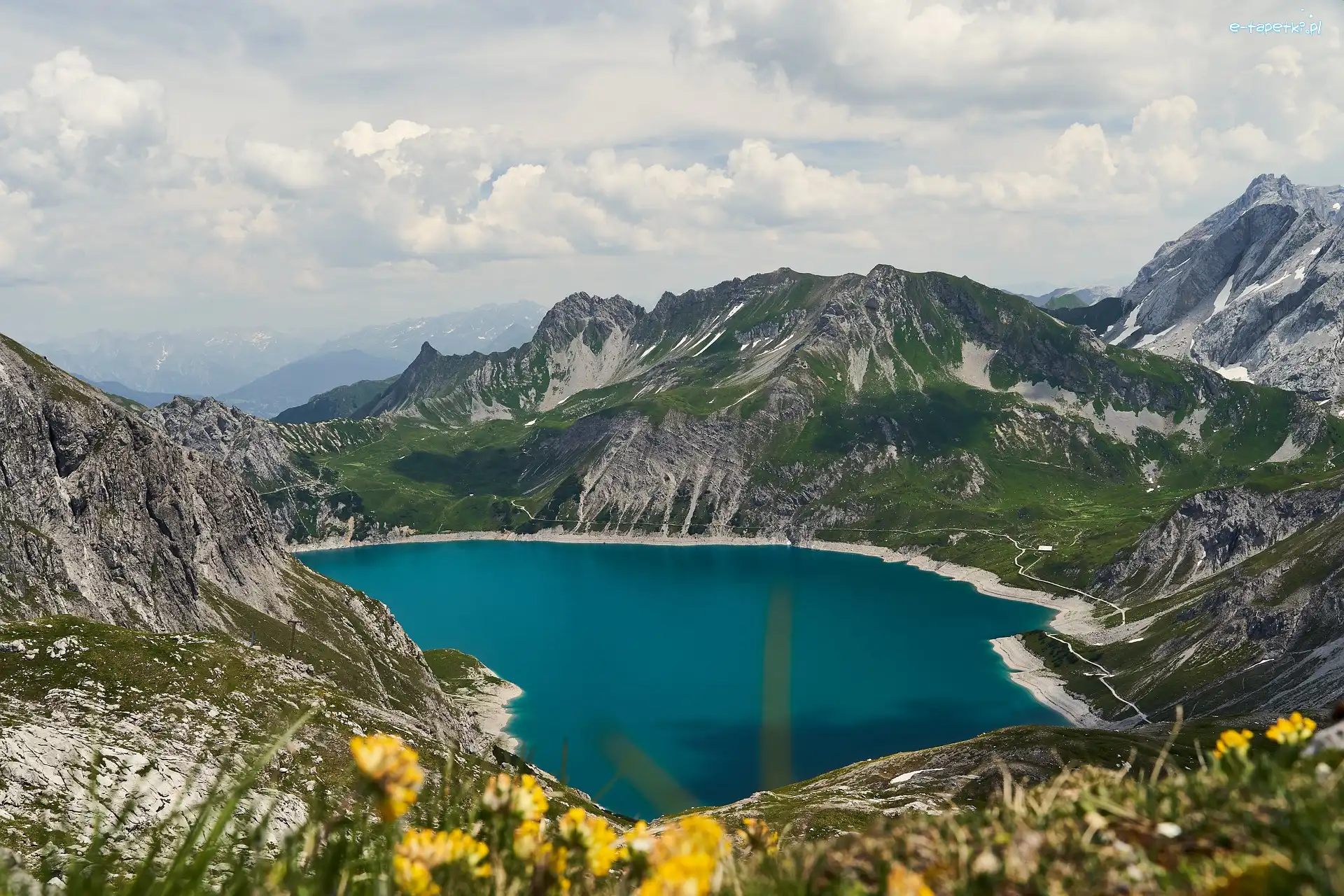 Bludenz, Skały, Chmury, Austria, Góry, Jezioro Lunersee