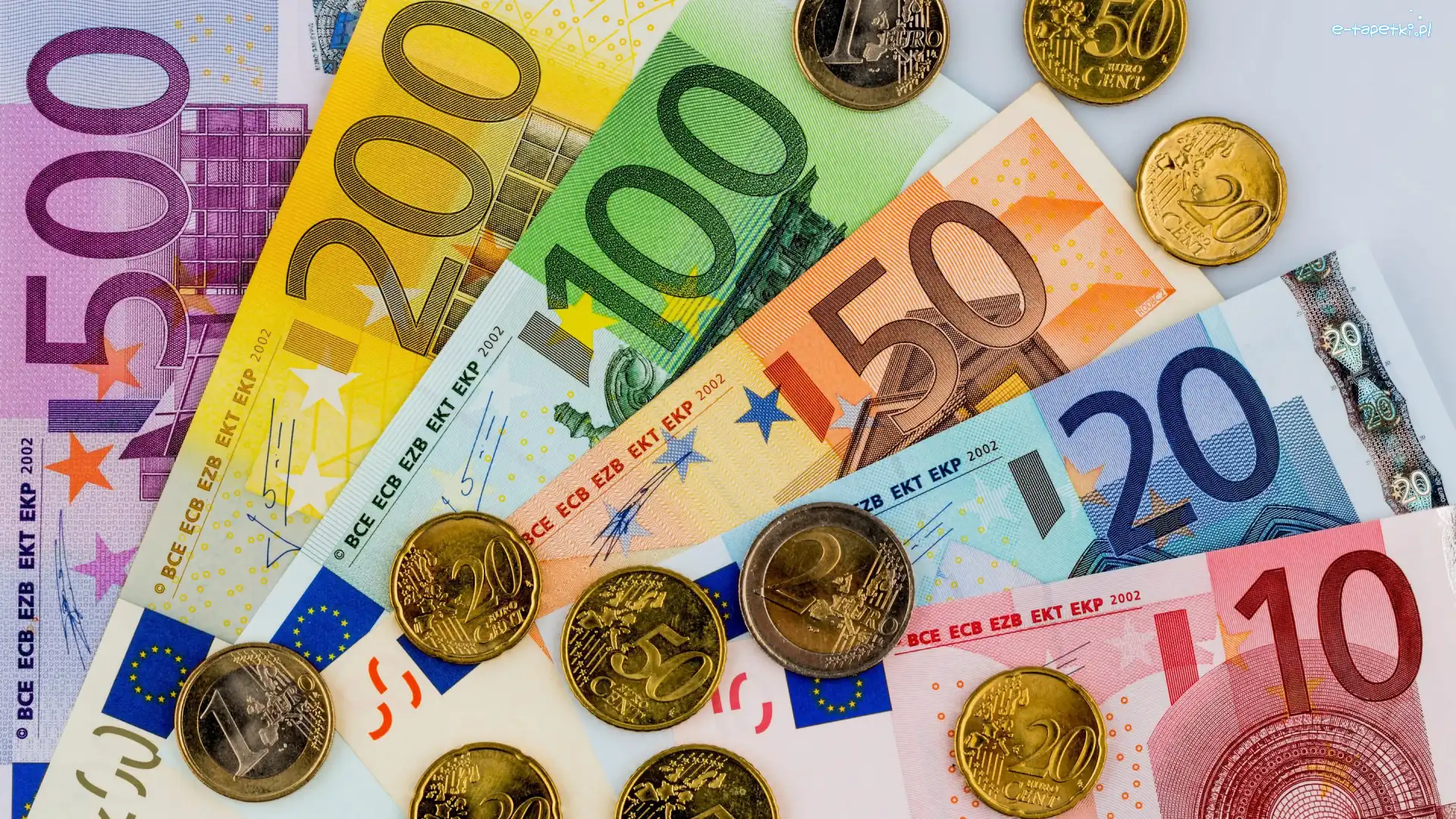 Monety, Euro, Banknoty, Pieniądze