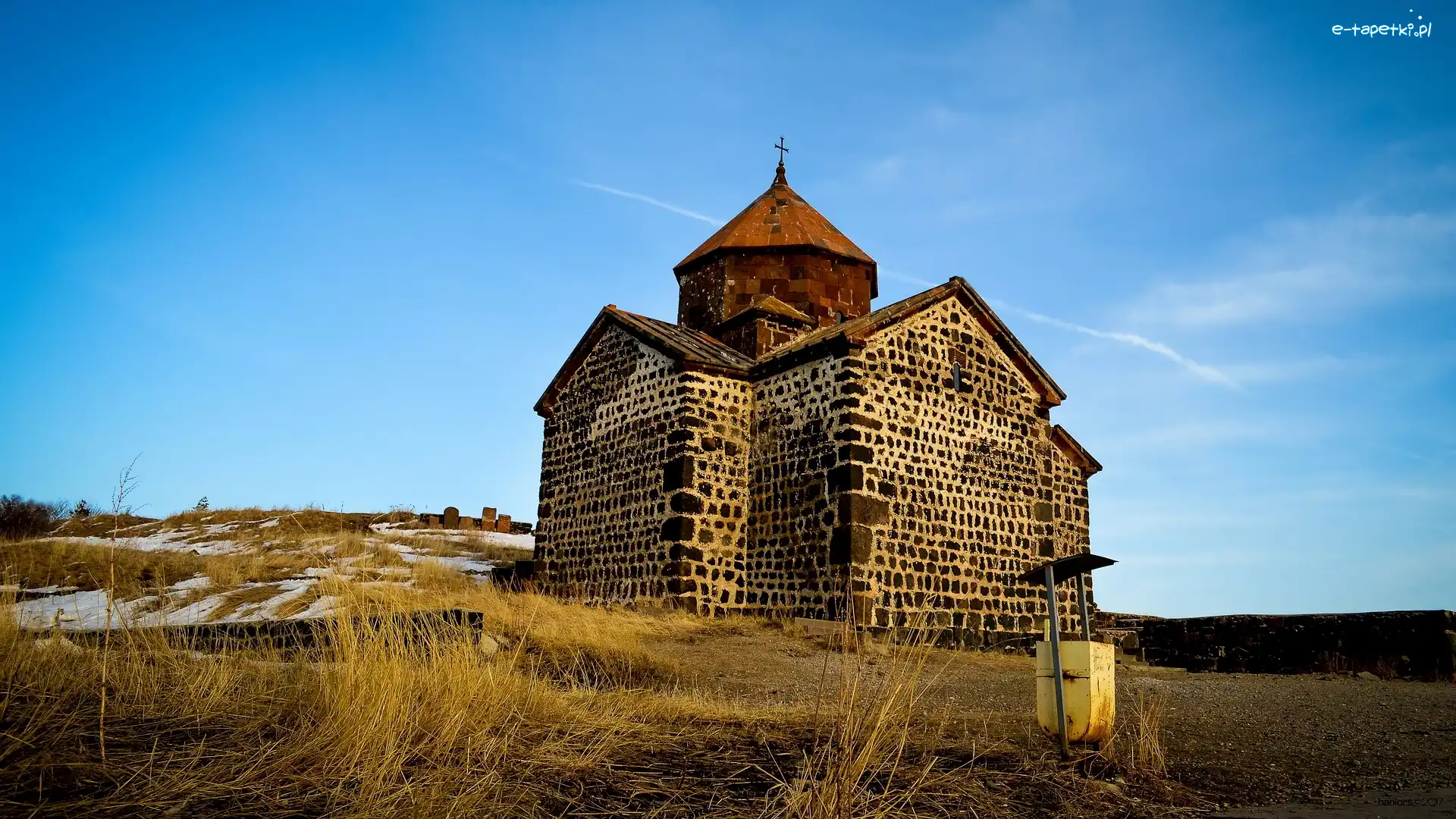 Wzniesienie, Trawa, Kościół Sewanawank, Armenia, Sevan