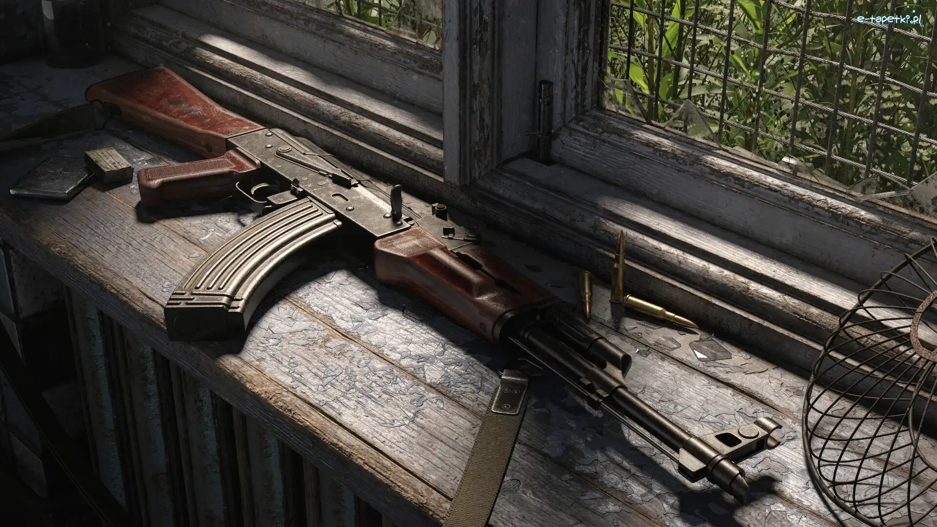 Broń, Naboje, Karabinek AK-47, Parapet, Okno