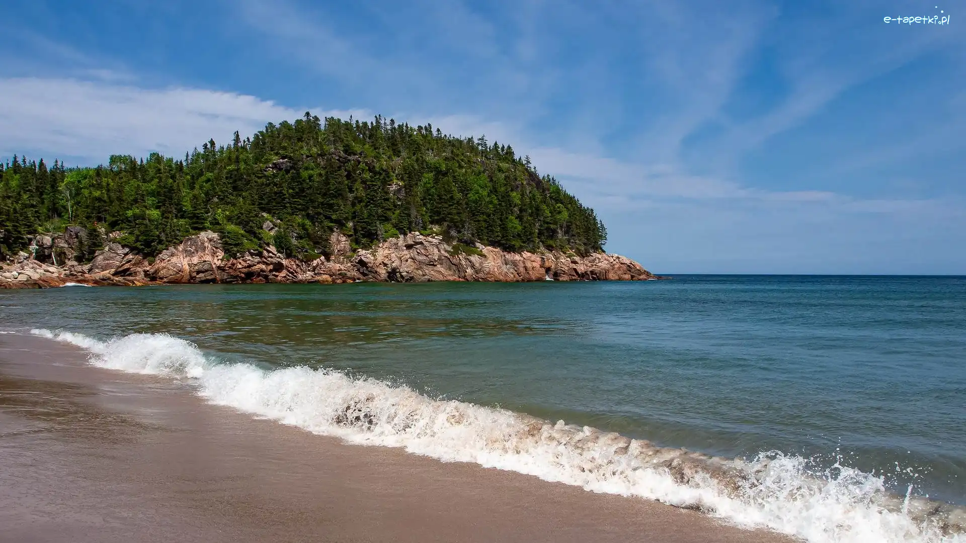 Skały, Plaża, Drzewa, Morze