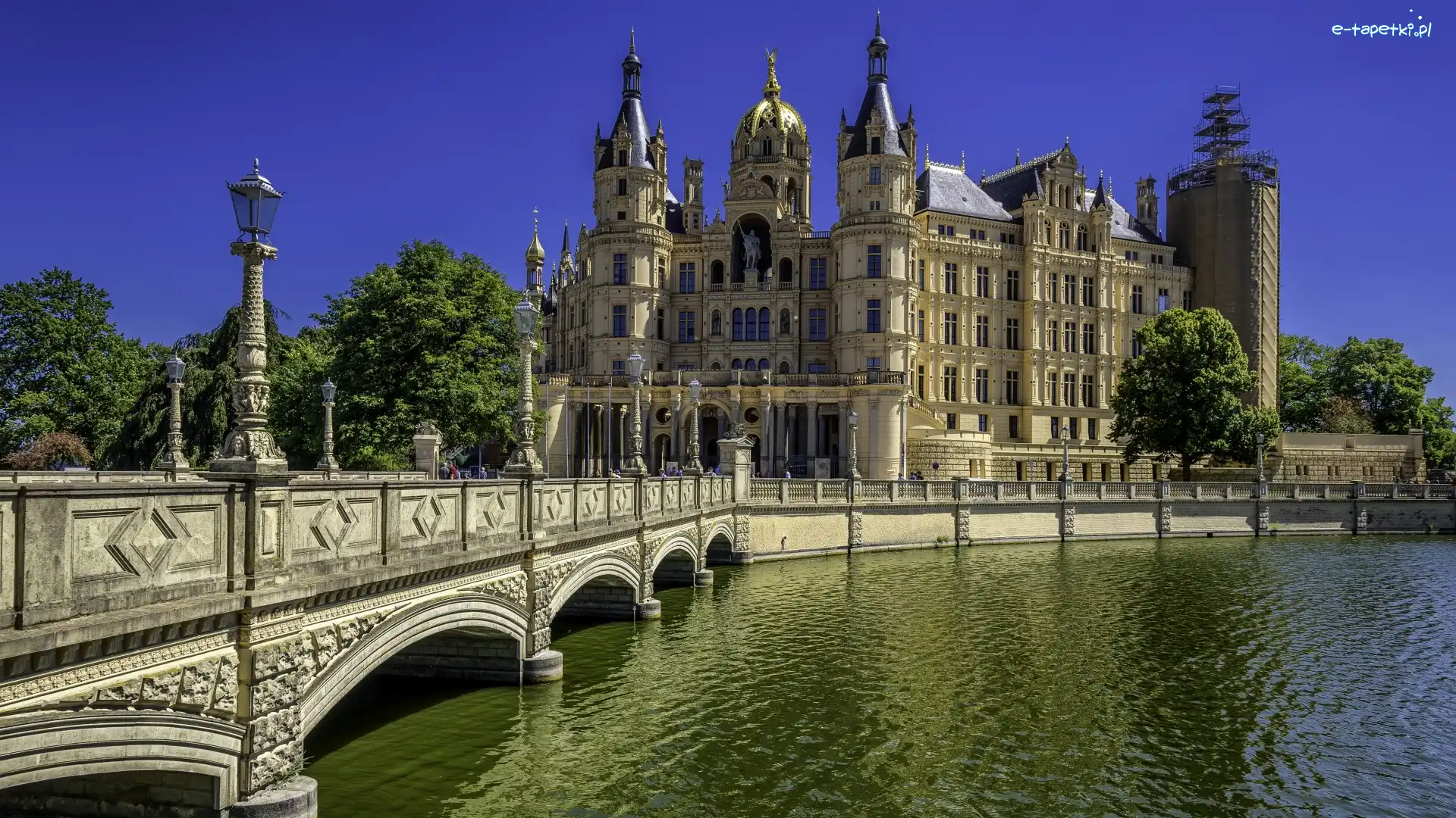 Schwerin, Schweriner See, Most, Niemcy, Jezioro, Zamek w Schwerinie