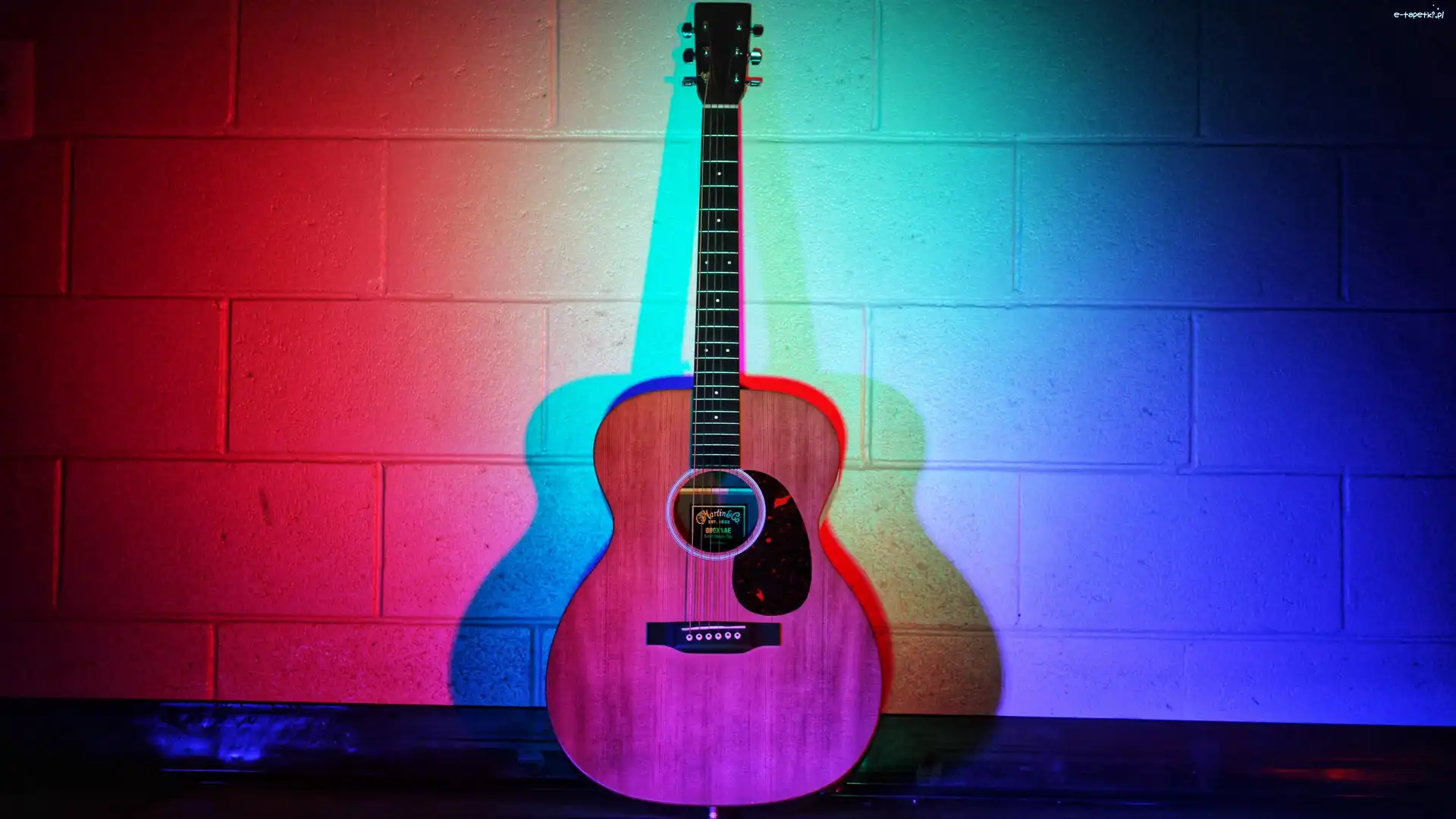 Kolory, Ściana, Cień, Gitara