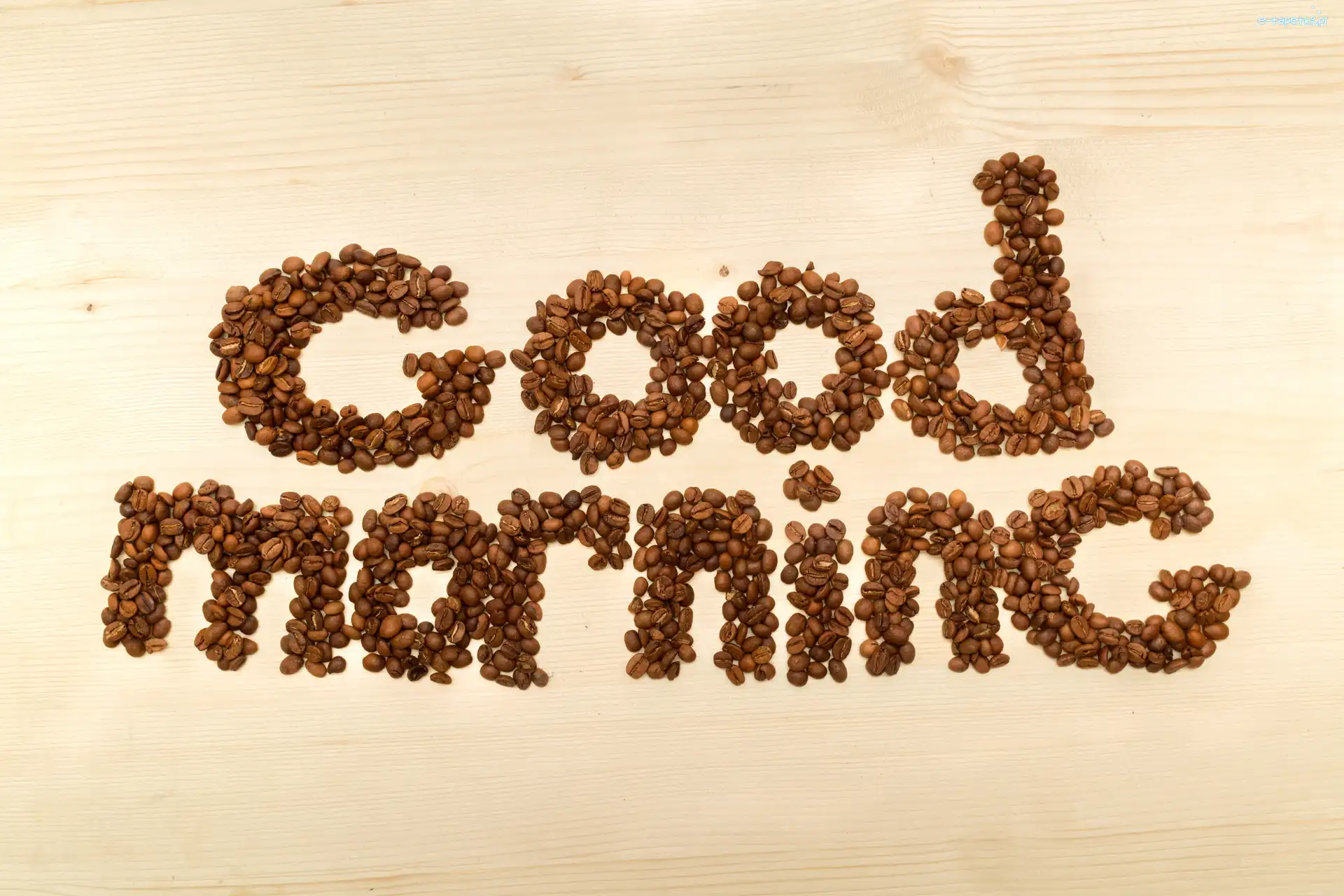 Jasne, Napis, Good Morning, Tło, Ziarna, Kawa