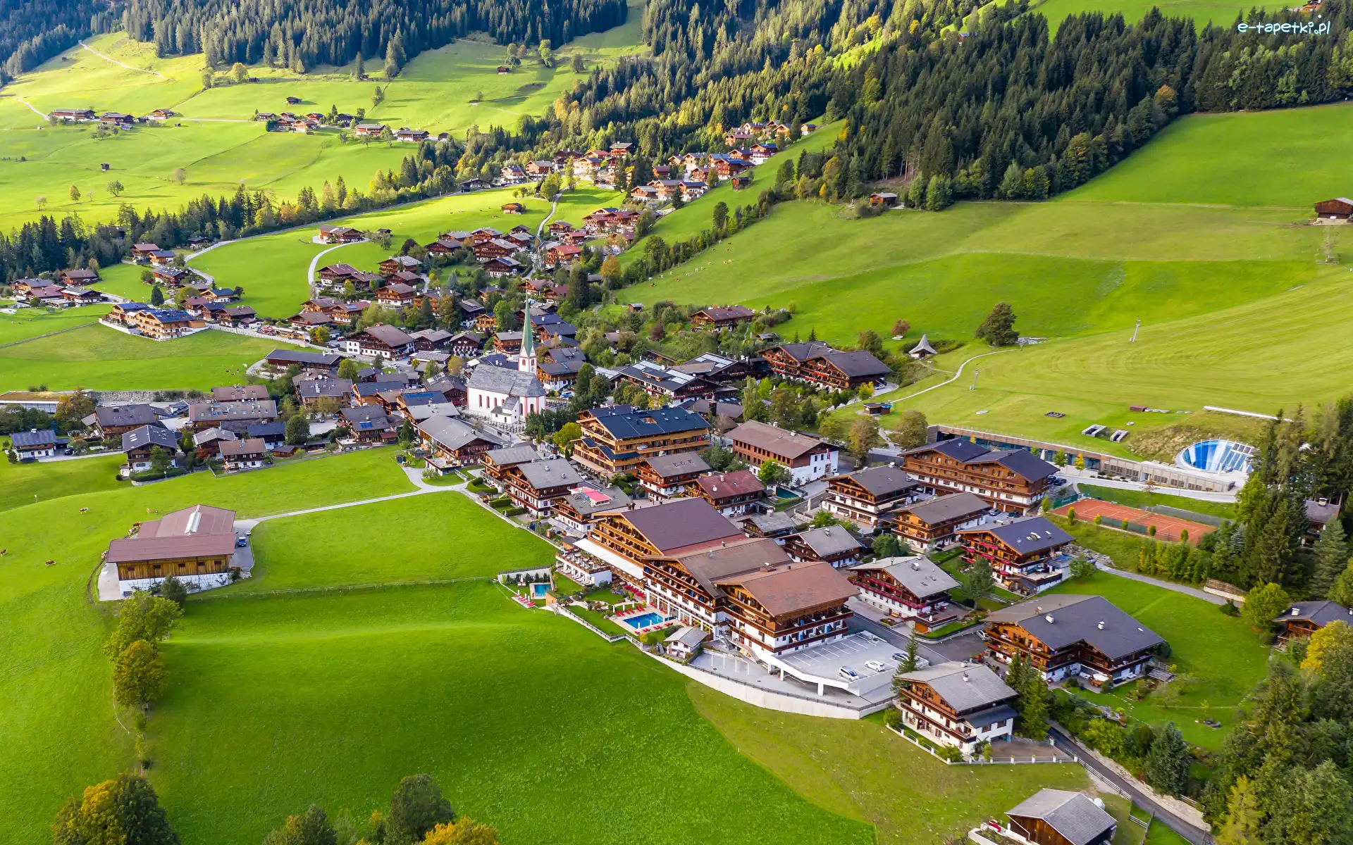 Miasteczko Alpbach, Góry, Domy, Austria