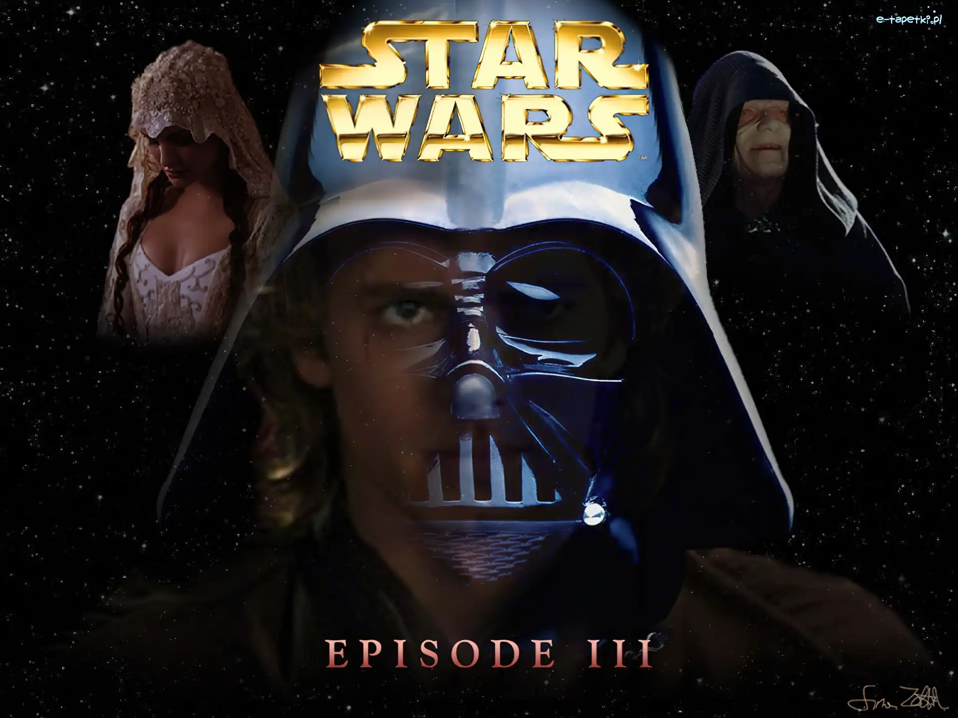 Natalie Portman, maska, napis, gwiazdy, Hayden Christensen, Star Wars Episode 3