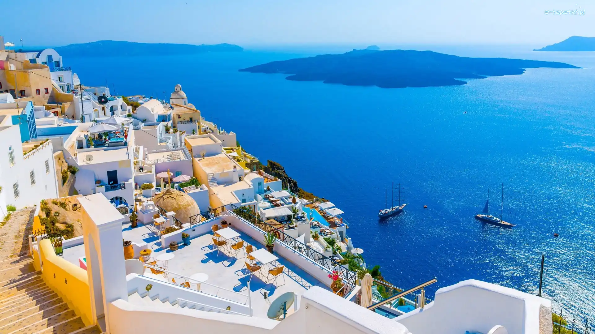 Domy, Grecja, Santorini, Morze Egejskie