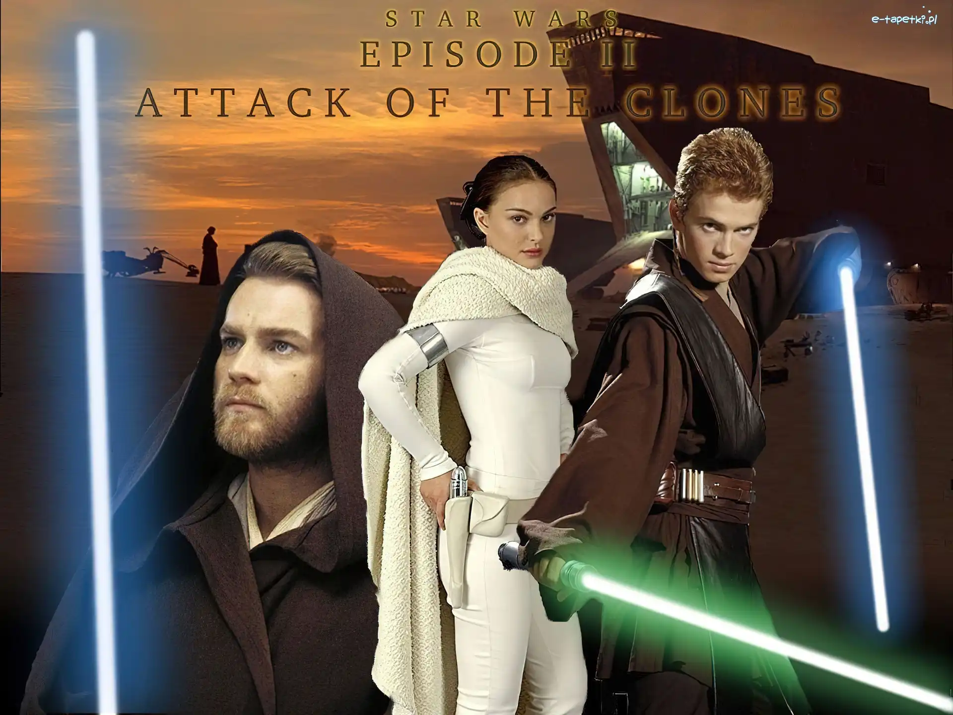 Star Wars, laser, budynek, Natalie Portman, Hayden Christensen