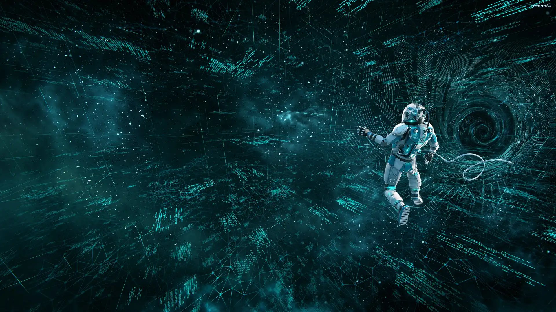 Robot, Sieć, Astronauta, 3D, Internet