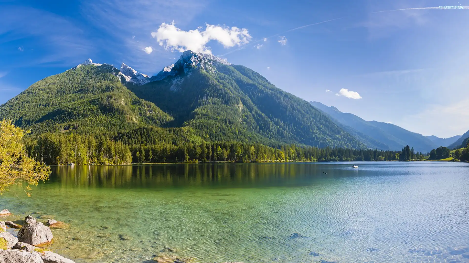 Chmury, Miasto, Jezioro Hintersee, Bawaria, Niemcy, Alpy, Góry