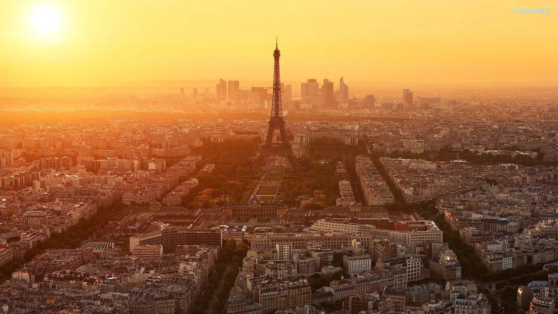 Francja, Paryż, Wieża Eiffla, Wschód słońca