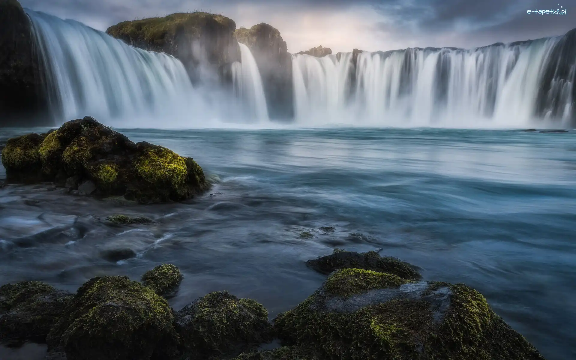 Wodospad, Skały, Godafoss, Islandia