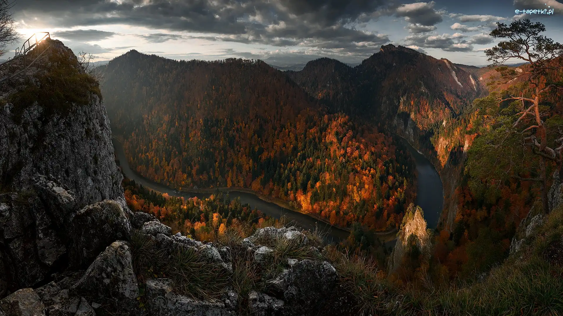 Polska, Pieniny, Rzeka Dunajec, Góry, Jesień, Skały, Lasy