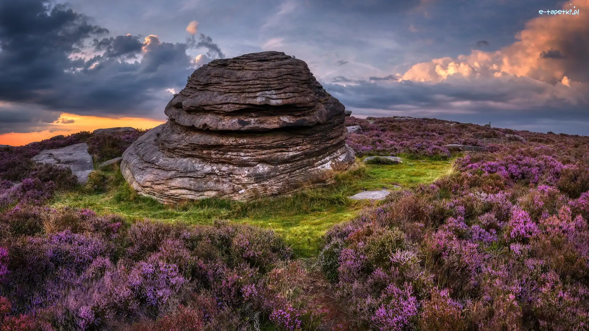 Skała, Wzgórze, Anglia, Wrzosowisko, Over Owler Tor, Formacja skalna, Wrzosy, Park Narodowy Peak District